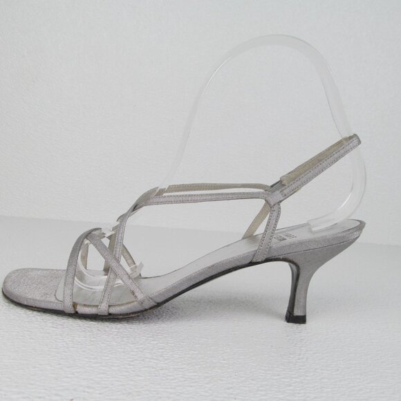 Stuart Weitzman Strappy Sandals Heels Silver size 7 - Picture 4 of 10